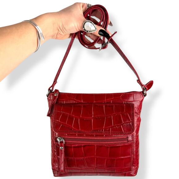 90's designer red crocodile leather bag by MICHAEL ROME DESIGNS - Picture 15 of 16